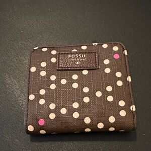 Fossil Brown and Pink Polka Dot Wallet